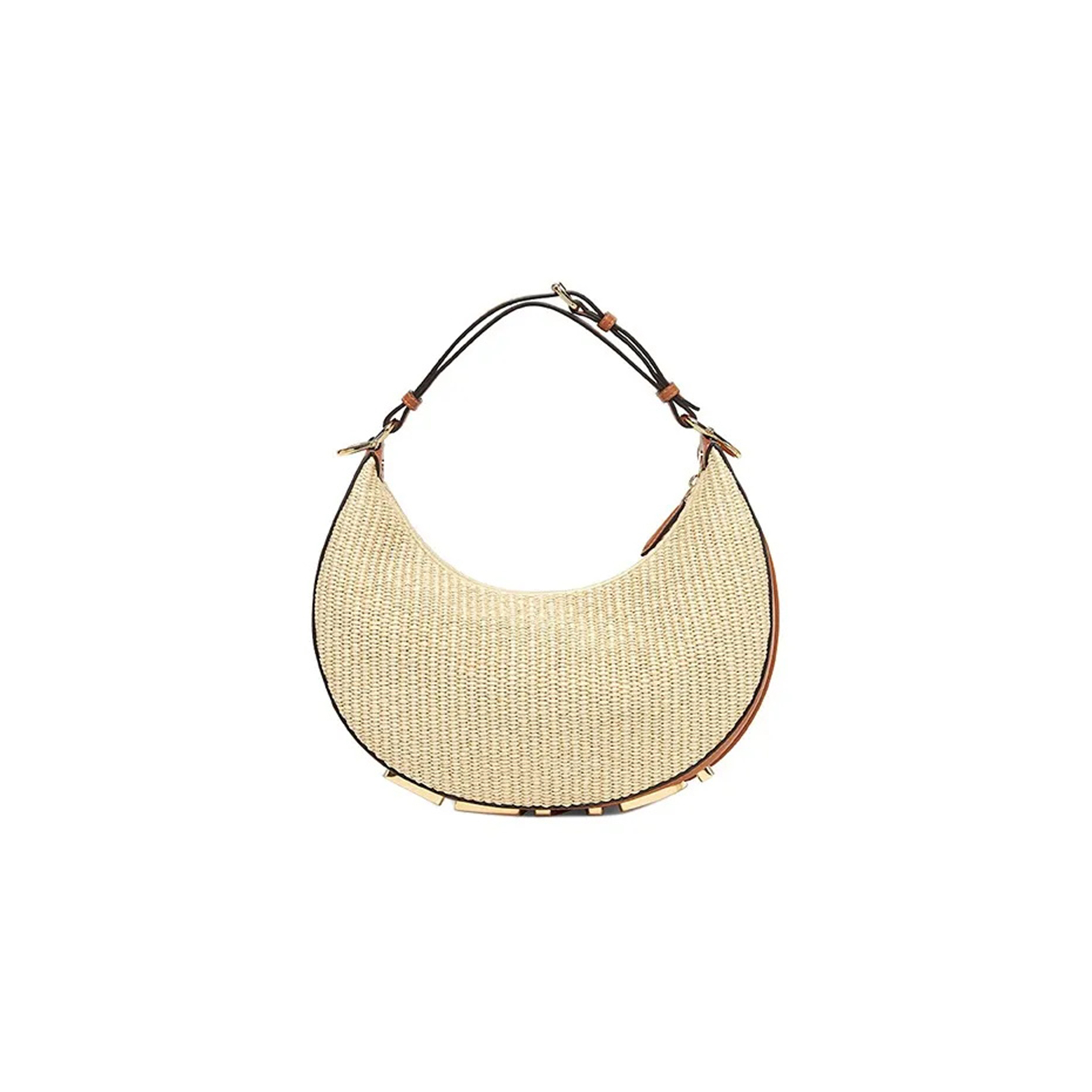 FENDI SMALL HANDBAG FENDIGRAPHY STRAW SHOULDER BAG 8BR798ANWBF1L27 (29*24.5*10cm)